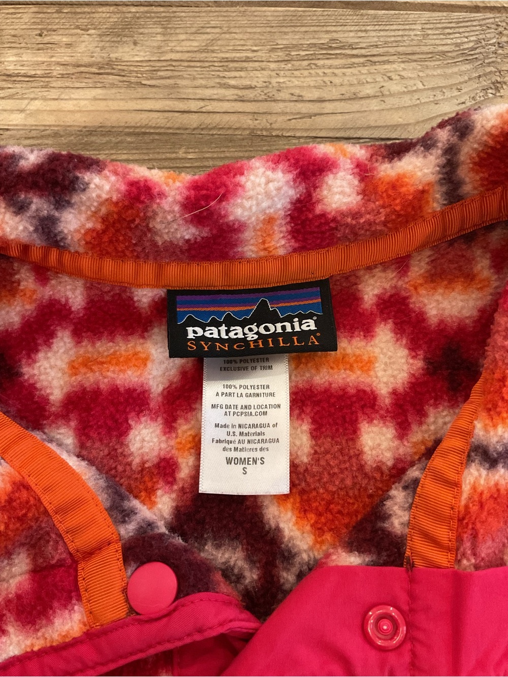 Patagonia Synchilla Snap-T Fleece Pullover Aztec Print Pink Orange - Picture 4 of 8